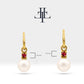 Round Cut Ruby Earrings with Pearl Earring in 14K Solid Gold Dangle Earrings for Women Wedding Jewelry