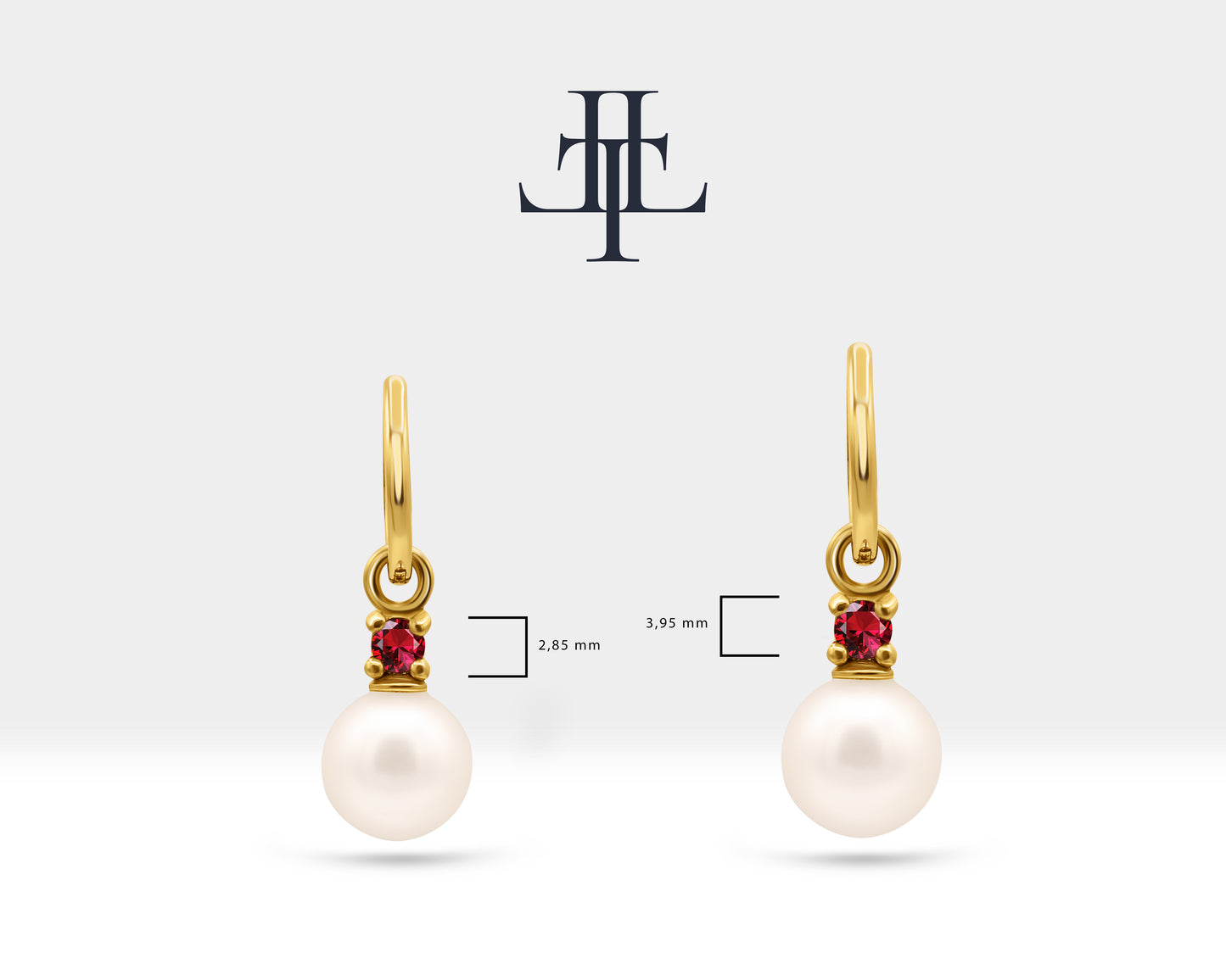 Round Cut Ruby Earrings with Pearl Earring in 14K Solid Gold Dangle Earrings for Women Wedding Jewelry