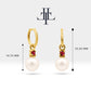 Round Cut Ruby Earrings with Pearl Earring in 14K Solid Gold Dangle Earrings for Women Wedding Jewelry