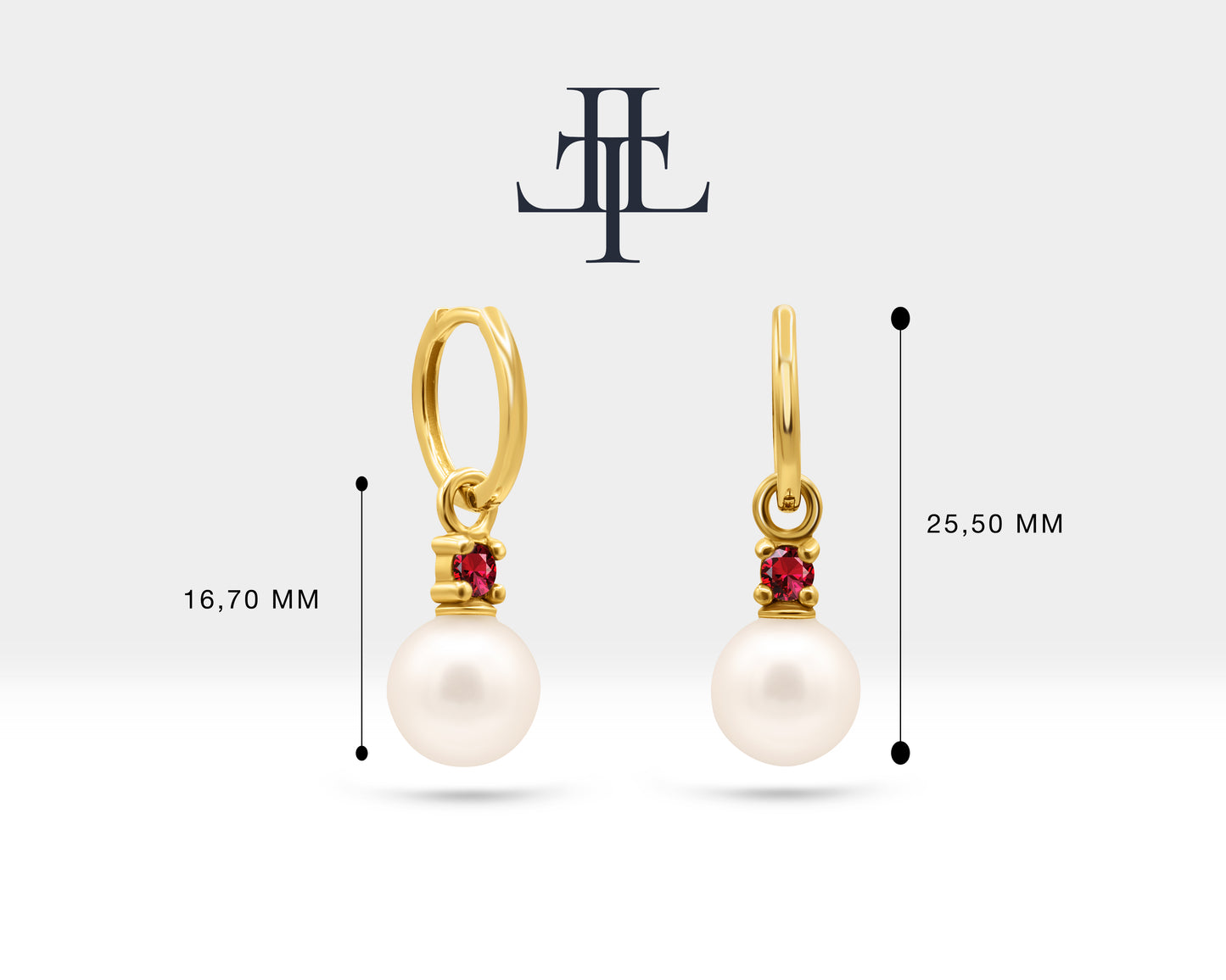 Round Cut Ruby Earrings with Pearl Earring in 14K Solid Gold Dangle Earrings for Women Wedding Jewelry