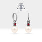 Round Cut Ruby Earrings with Pearl Earring in 14K Solid Gold Dangle Earrings for Women Wedding Jewelry