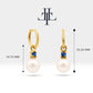 Round Cut Sapphire Earrings with Pearl Earring in 14K Solid Gold Dangle Earrings for Women Wedding Jewelry