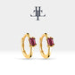 Cartilage Hoop Earring,Baguette Cut Ruby Earring in 14K Yellow White Rose Solid Gold Earrings