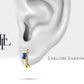 Cartilage Hoop, Baguette Cut Sapphire Earring, 14K Yellow White Rose Solid Gold Earlobe Earring