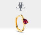 Drop Cut Ruby Earring with Cross Standing Design Huggies Hoop Single Earring in 14K Yellow-White-Rose Solid Gold