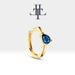 Drop Cut Cross Standing Sapphire Earring Hoop Single Earring in 14K Yellow-White-Rose Solid Gold Huggies Earring