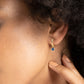 Hoop Earrings For Women,Dangle Hoop Earrings,14K Yellow Solid Gold Star Design Diamond&Sapphire Earring