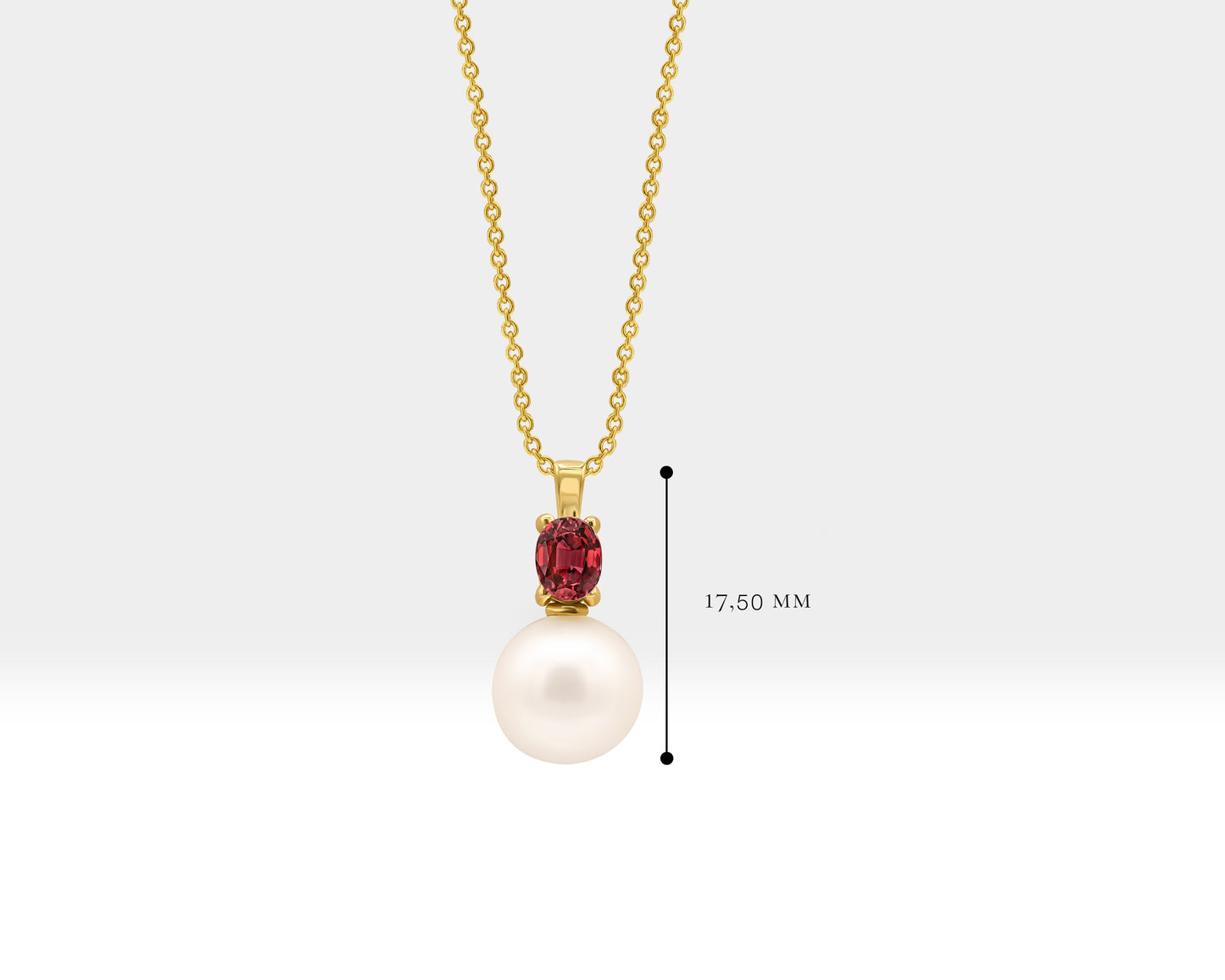 Pearl Necklace with Oval Cut Ruby in 14K Solid Gold Bridal Pearl Necklace for Women Wedding Jewelry | LN00006PR