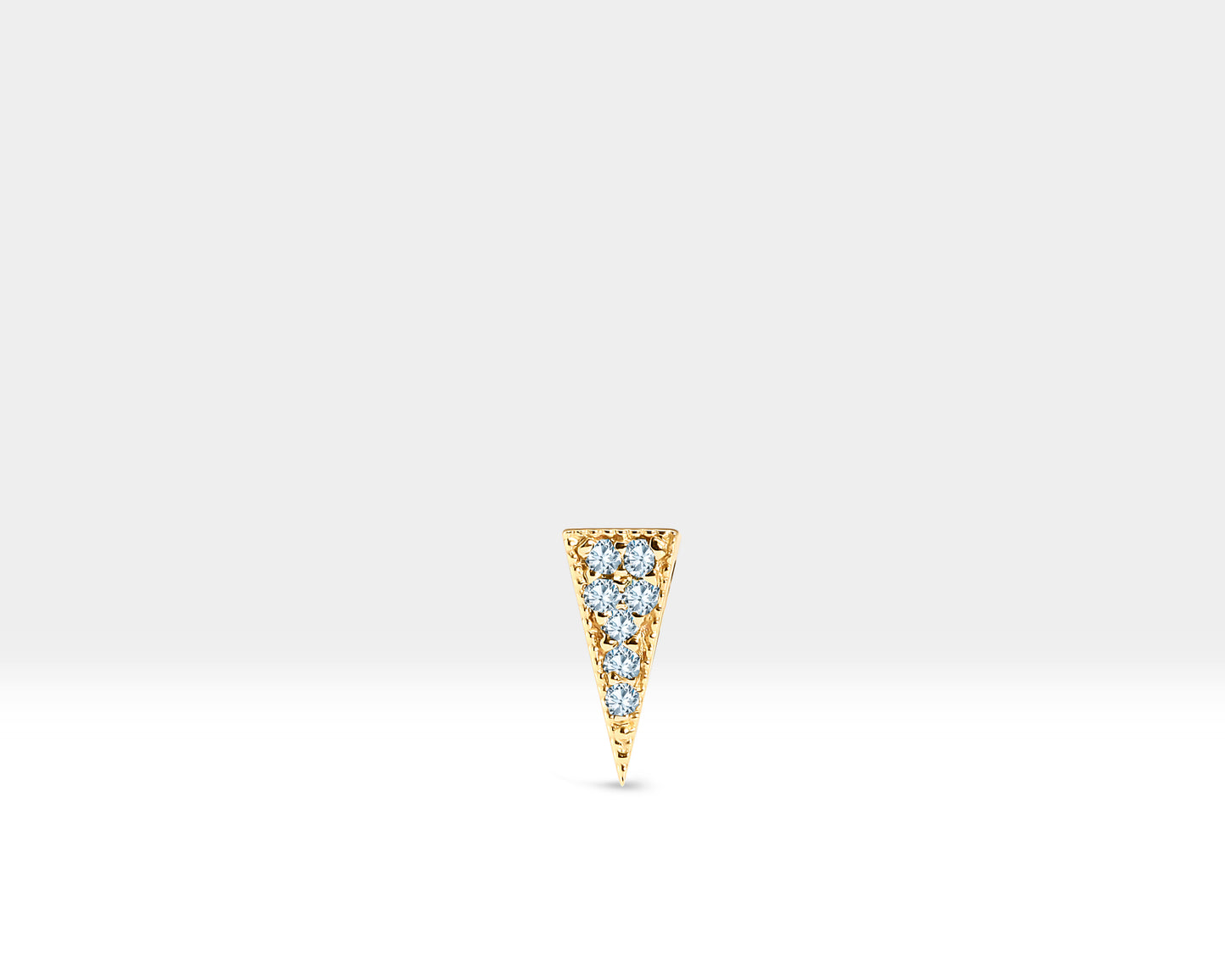 Cartilage Tragus Piercing,Pave Setting Diamond Piercing,Triangle Design Piercing,14K Yellow Solid Gold