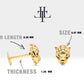 Cartilage, Tragus Piercing Tiger Design Sapphire Piercing in 14K Solid Gold, 16G(1.2mm), 8mm Bar Length, Wild Animal Piercing | LP00043S