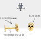 Skull Shaped Piercing with Black Diamond, Tragus and Cartilage Piercing in 14K Yellow Solid Gold, 16G(1.2 mm), 8mm Bar Length | LP00044B