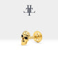 Skull Shaped Piercing with Black Diamond, Tragus and Cartilage Piercing in 14K Yellow Solid Gold, 16G(1.2 mm), 8mm Bar Length | LP00044B