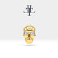 Skull Shaped Piercing with Diamond, Tragus and Cartilage Piercing in 14K Yellow Solid Gold, 16G(1.2 mm), 8mm Bar Length | LP00044D
