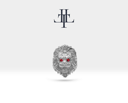 14K Solid Gold Cartilage Animal Style Lion Design Natural Ruby Piercing, 16G (1.2mm) Screw Back Piercing, 8 mm Bar Length | LP00046R