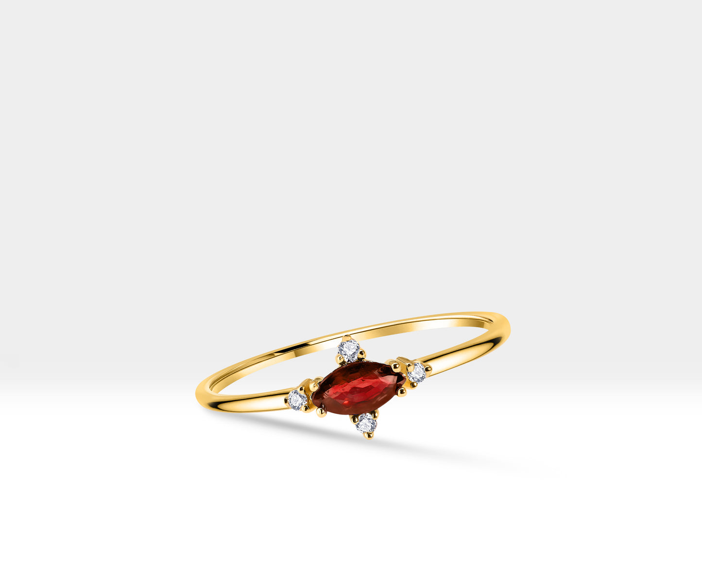 14K Yellow Gold Ring,Straight Shank Engagement Ring,Marquise Cut Ruby Ring