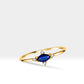 14K Yellow Gold Ring,Straight Shank Engagement Ring,Marquise Cut Sapphire Ring