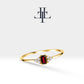 14K Yellow Solid Gold Band,Multi Stone Ring,Baguette Cut Ruby and Diamond Ring