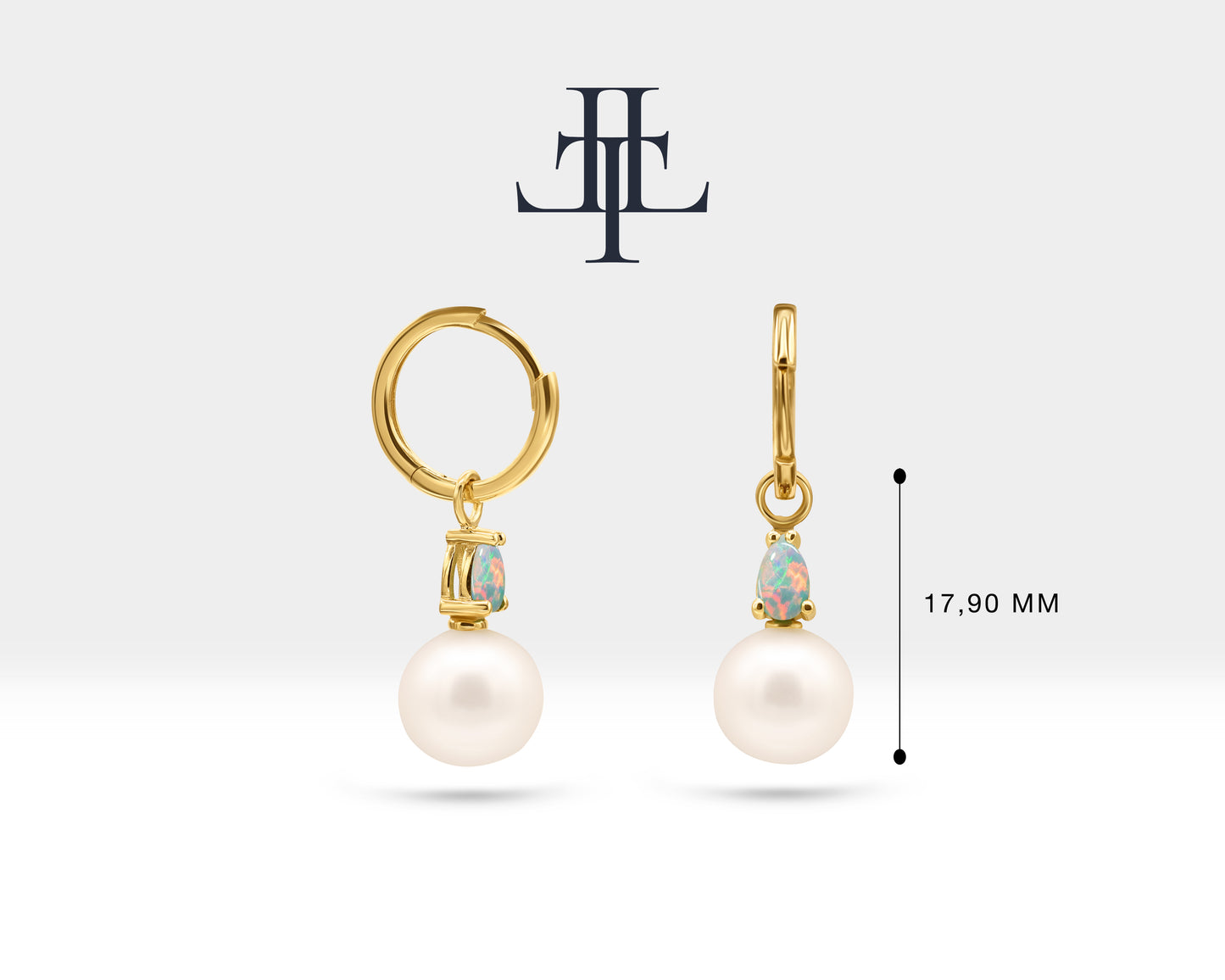 Bridal Jewelry with Pear Cut Opal Earrings in 14K Solid Gold Dangle Hoop Pearl Earrings for Women Wedding Jewelry | LE00080PO