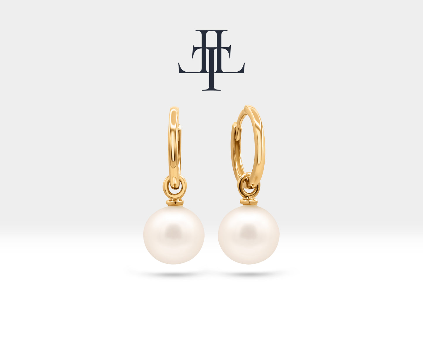 Pearl Drop Earrings Gold Dangle Hoop Earrings for Women Earring in 14K Solid Gold Hoops with Natural Pearl for Bridal Jewelry | LE00077P