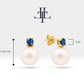 Bridal Jewelry Set of Pearl Earrings and Necklace Set in 14K Solid Gold Jewelry Set with Sapphire and Natural Pearl Stud Earrings | LS00014PS