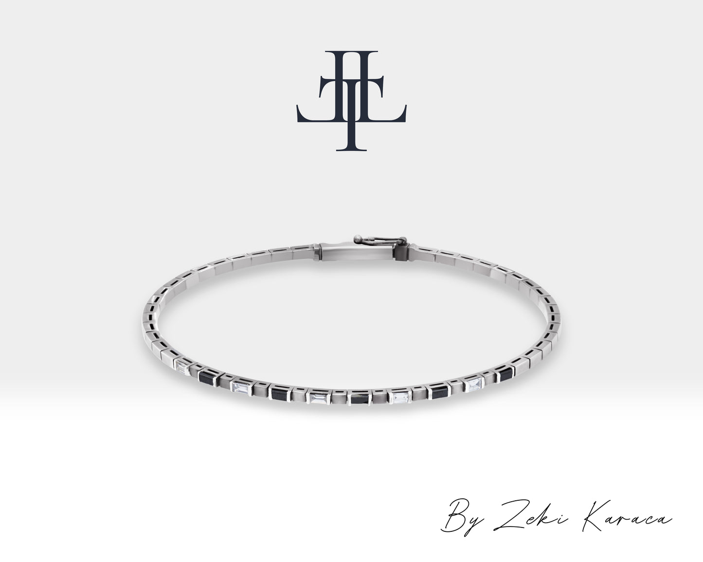 Handmade Silver Bracelet with Natural Diamond and Black Diamond | ZB00019DB