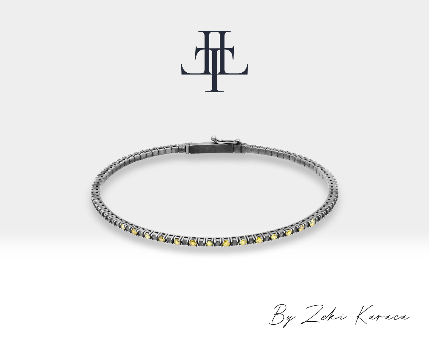 Handmade Silver Bracelet with Yellow Diamond | ZB00027D