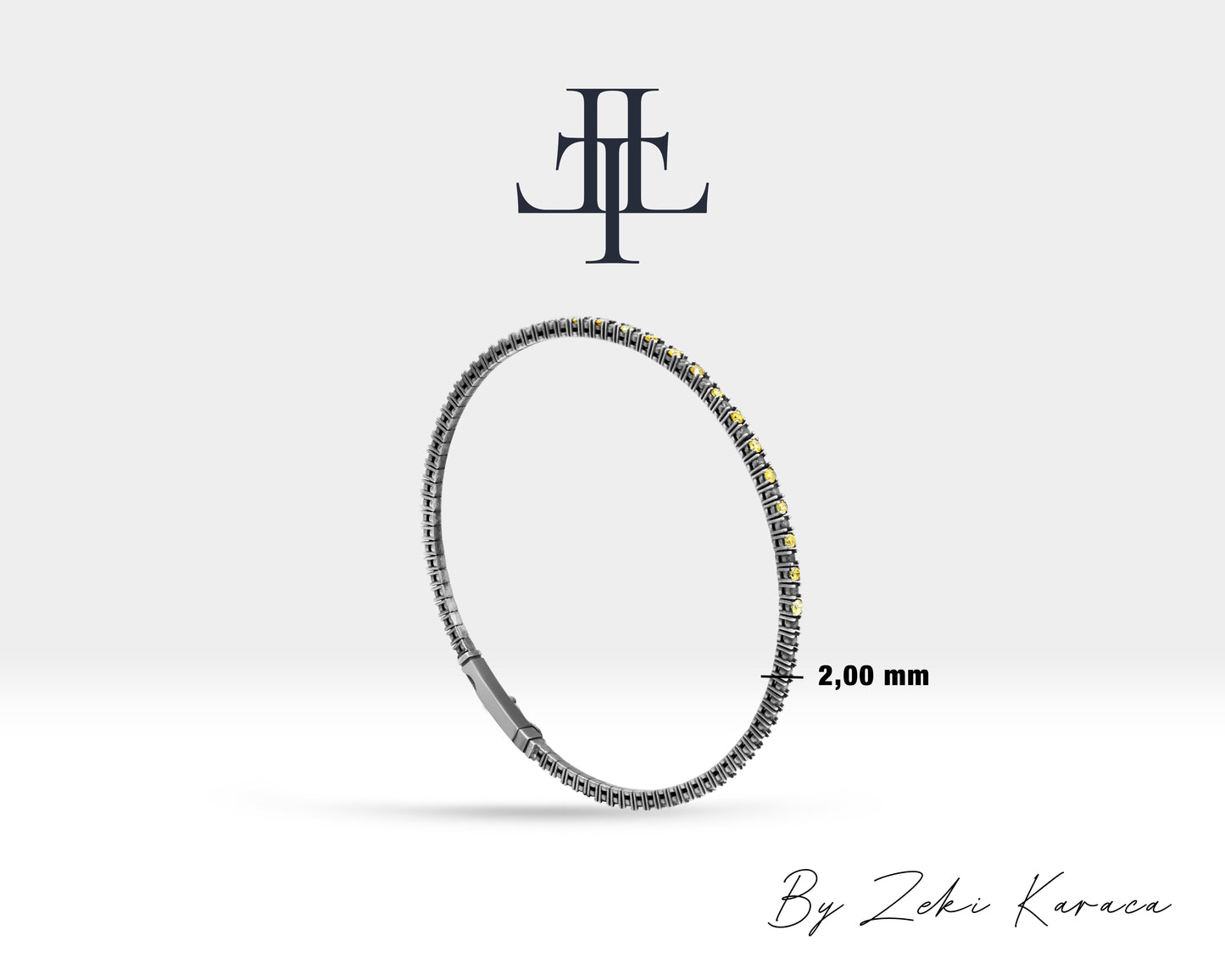 Handmade Silver Bracelet with Yellow Diamond | ZB00027D