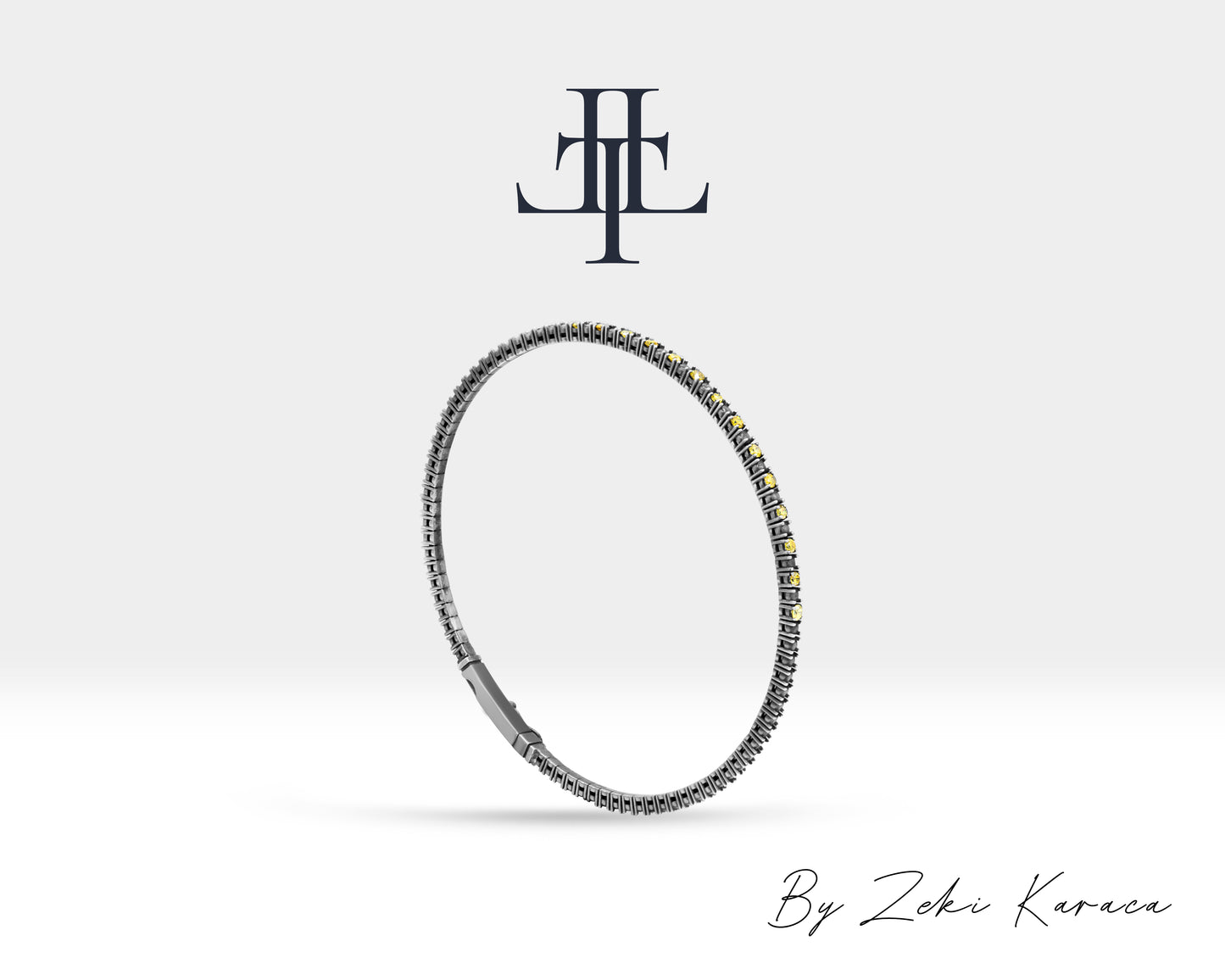 Handmade Silver Bracelet with Yellow Diamond | ZB00027D