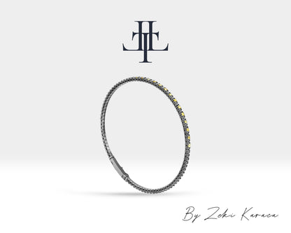 Handmade Silver Bracelet with Yellow Diamond | ZB00027D