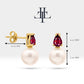 Pearl Earrings in 14K Solid Gold Pearl Earring with Pear Cut Ruby Stud Earrings for Bridal Jewelry |  LES00004PR