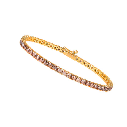 Brown Diamond Stones Solid Gold Tennis  Bracelet