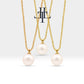 Bridal Jewelry Set of Pearl Earrings and Necklace Set in 14K Solid Gold Jewelry Set with Single Natural Pearl