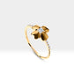 Princess Cut Diamond and Flower Design Ring 14K Gold