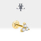 Cartilage Helix Piercing,Round Cut Diamond Piercing ,14K White-Yellow-Rose Solid Gold,16G(1.2 mm)