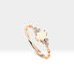 Drop Opal and Diamond Spiral Desing Gold 14K Handmade Minimal Ring