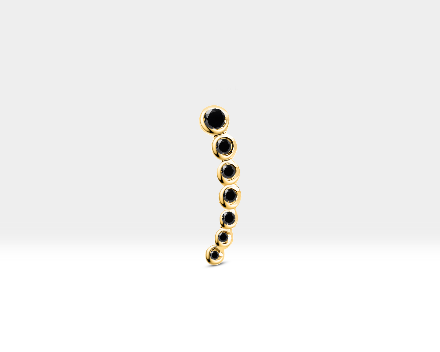 Cartilage Helix Piercing with Bezel Set Black Diamond Piercing in 14K White-Yellow-Rose Solid Gold Celtic Piercing 16G(1.2mm)