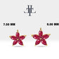 Tragus Piercing,  Marquise Cut Star Design Ruby Piercing , Single Earring , 14K Solid Gold