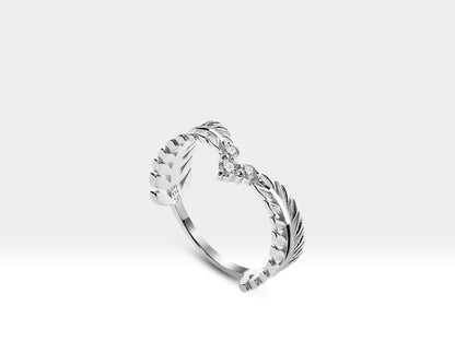 Diamond  Leaf Loop Model  Joint Ring 14K  Gold