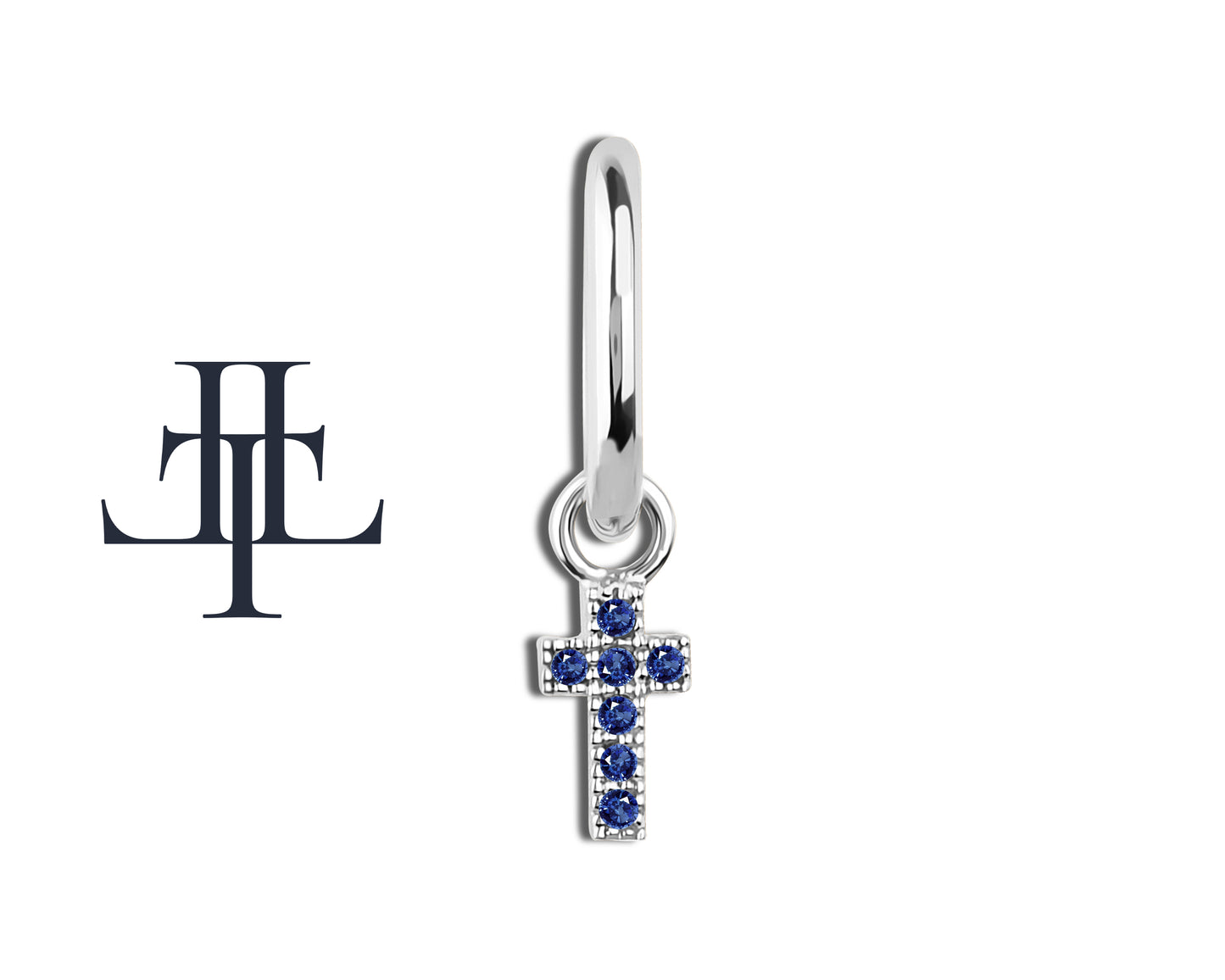 Sapphire Dangling Cross Eardrops Earring