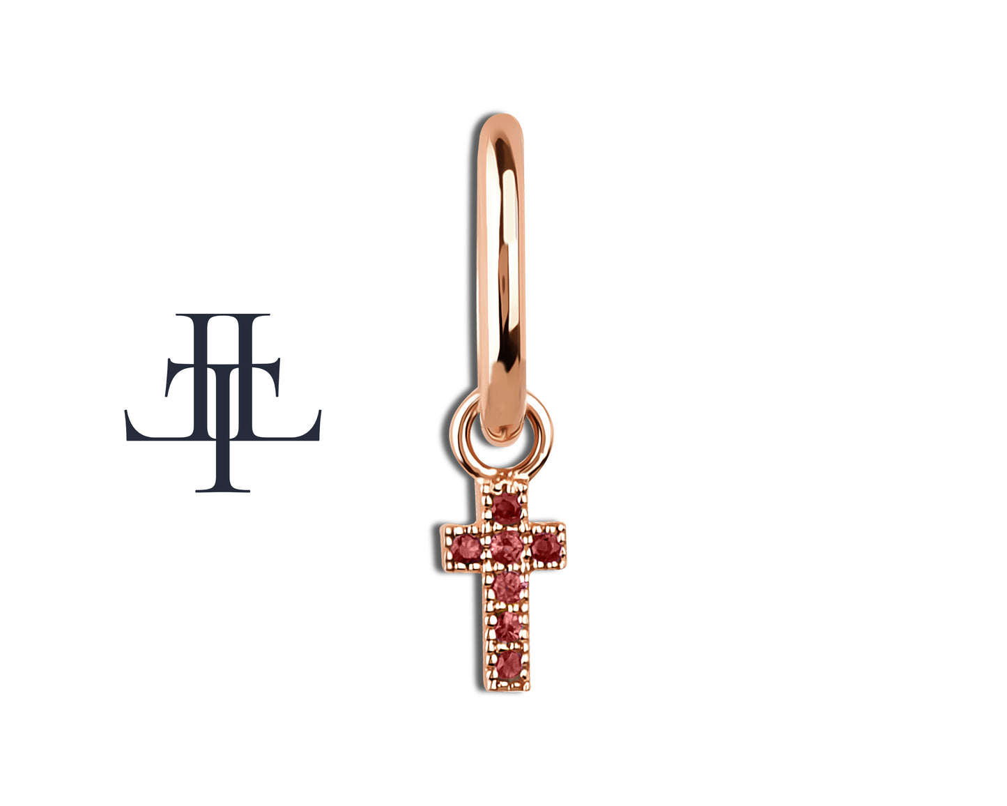 Ruby Dangling Cross Eardrops Earring