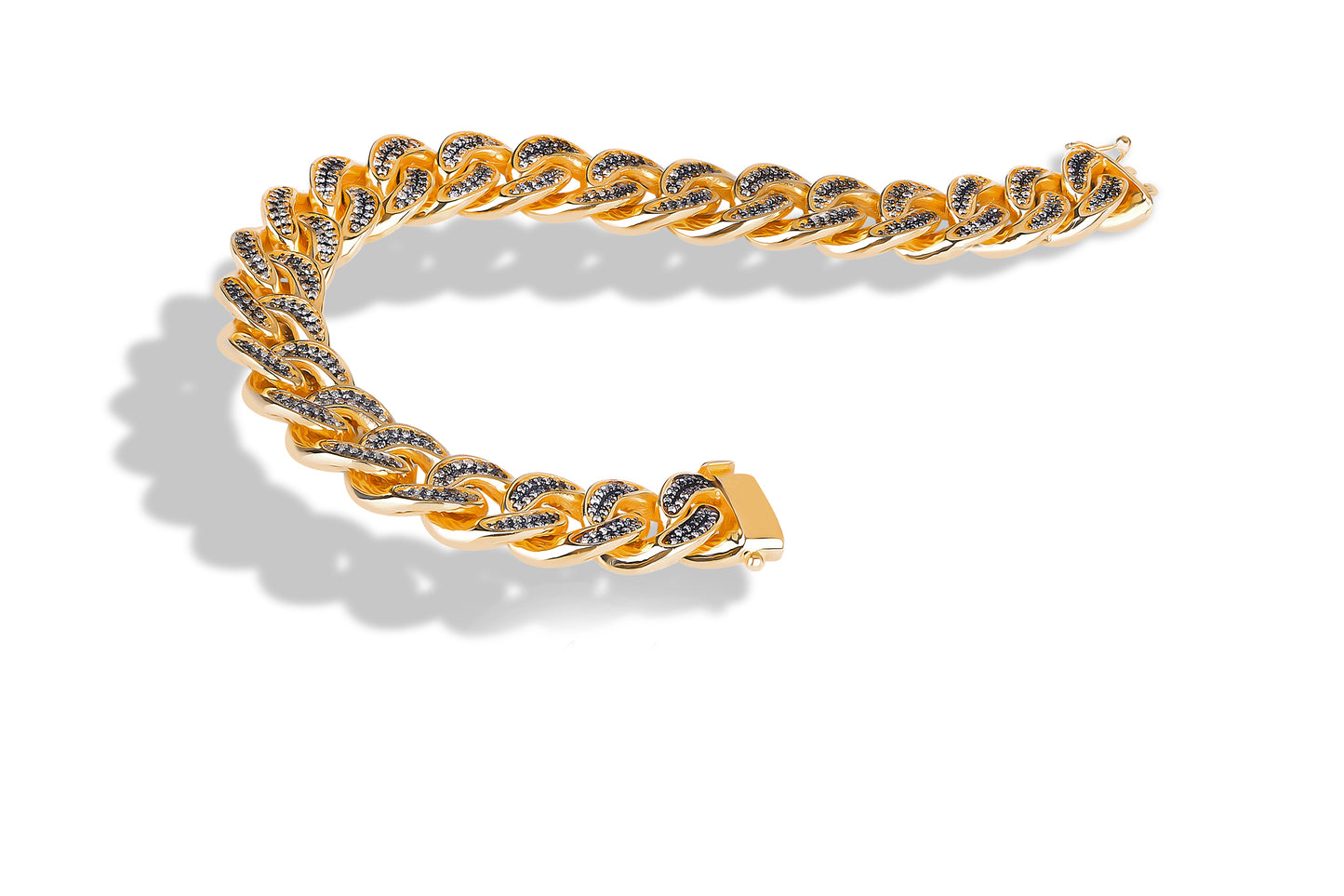 Miami Cuban , Diamond Solid Gold Charm Bracelets , 14K Yellow Solid Gold