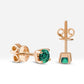 Emerald Stud Earrings in 14K Solid Gold , Solitaire Emerald Earrings