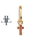 Ruby Dangling Cross Eardrops Earring