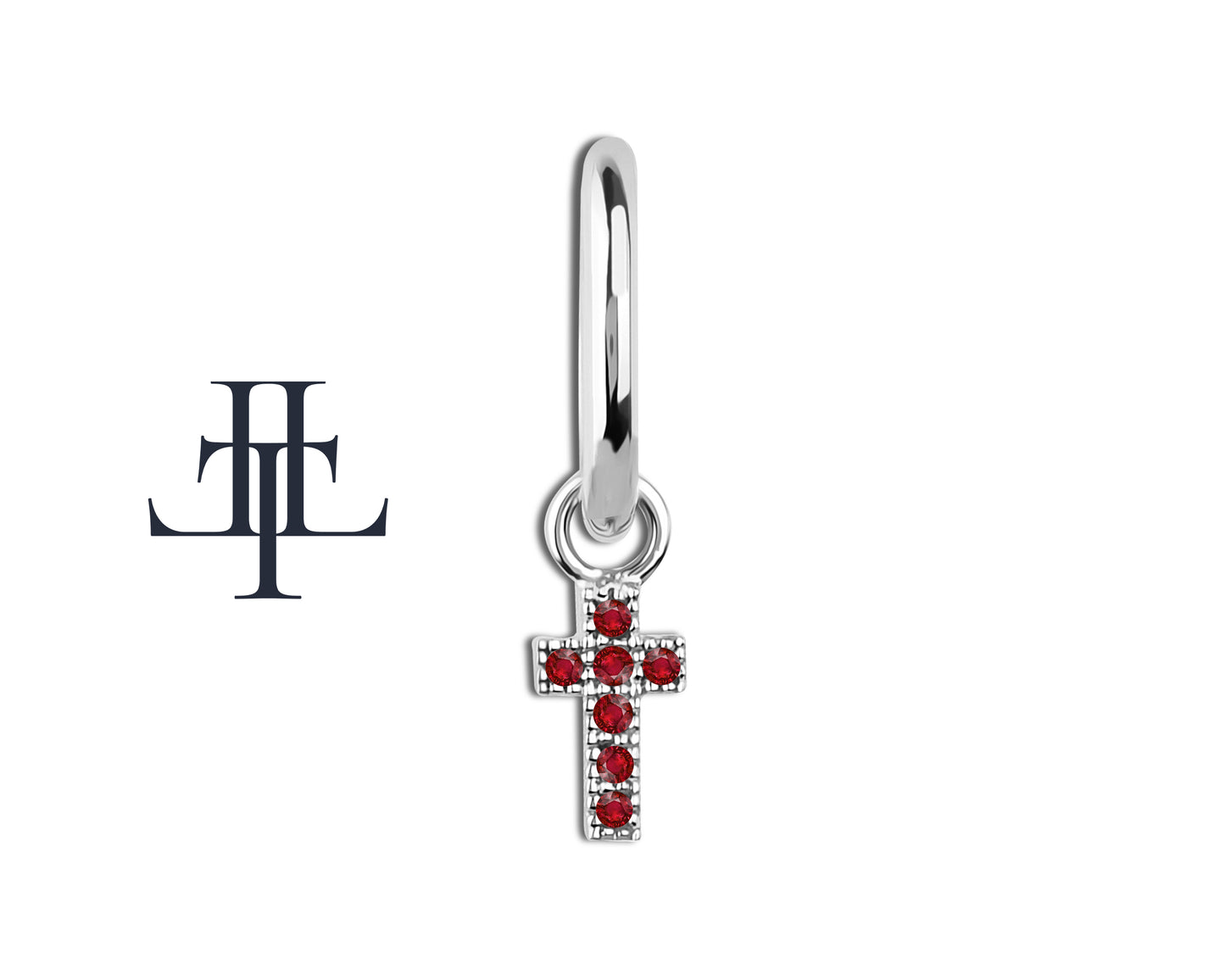 Ruby Dangling Cross Eardrops Earring