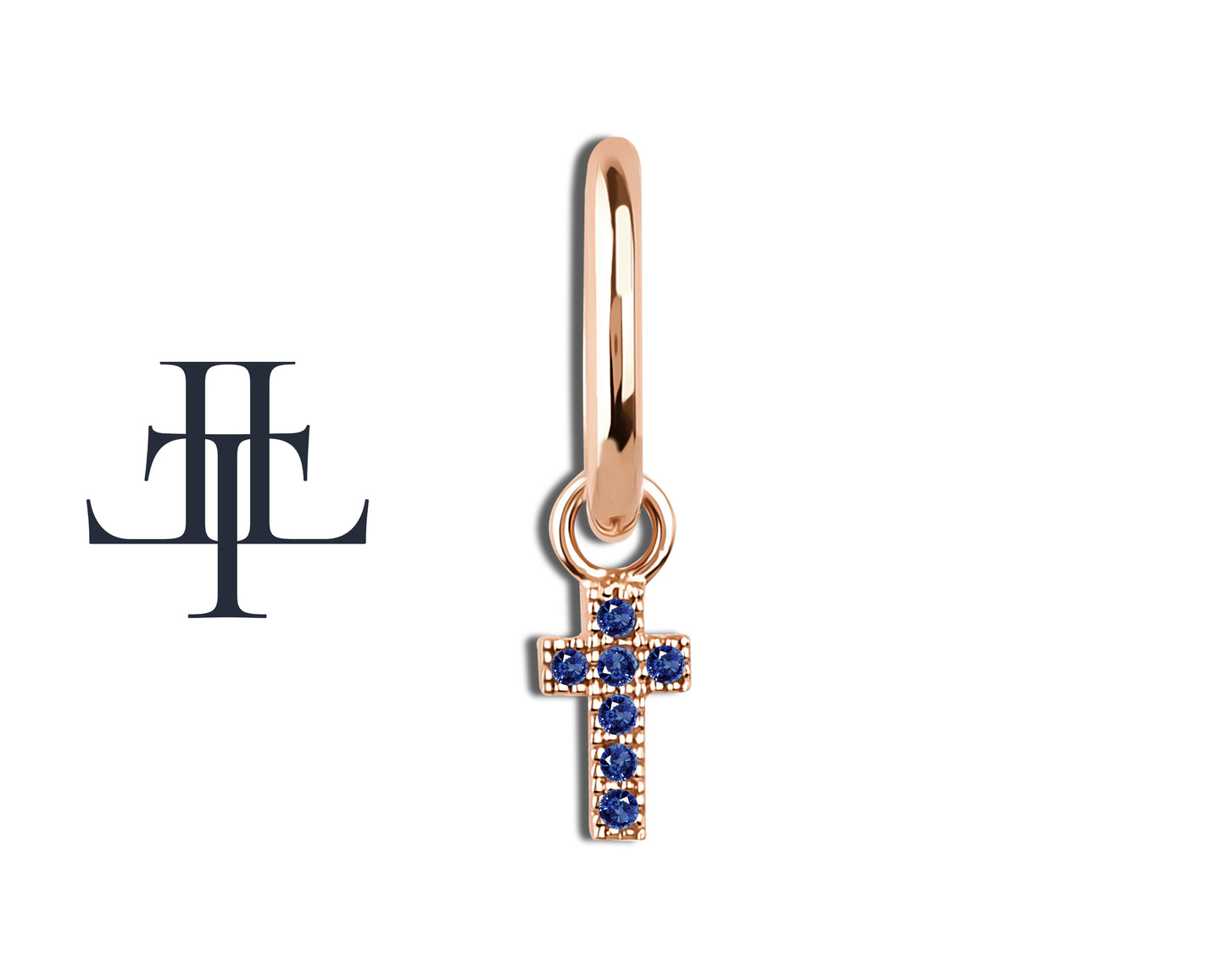 Sapphire Dangling Cross Eardrops Earring