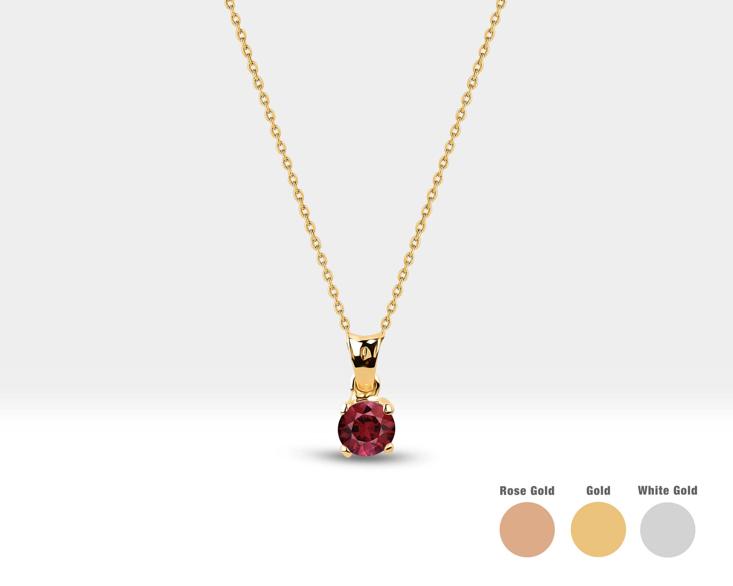 Jewelry Ruby Set Necklace and Earrings Set for Women, Solitaire Ruby 14K Solid Gold Set