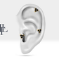 Cartilage Tragus Trio Black Diamond Piercing Single in 14K White-Yellow-Rose Solid Gold Triangle Helix 16G(1.2mm)