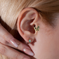 Butterfly Design Piercing with Black Diamond in 14K Yellow Solid Gold Tragus Piercing 8mm Bar Length 16G