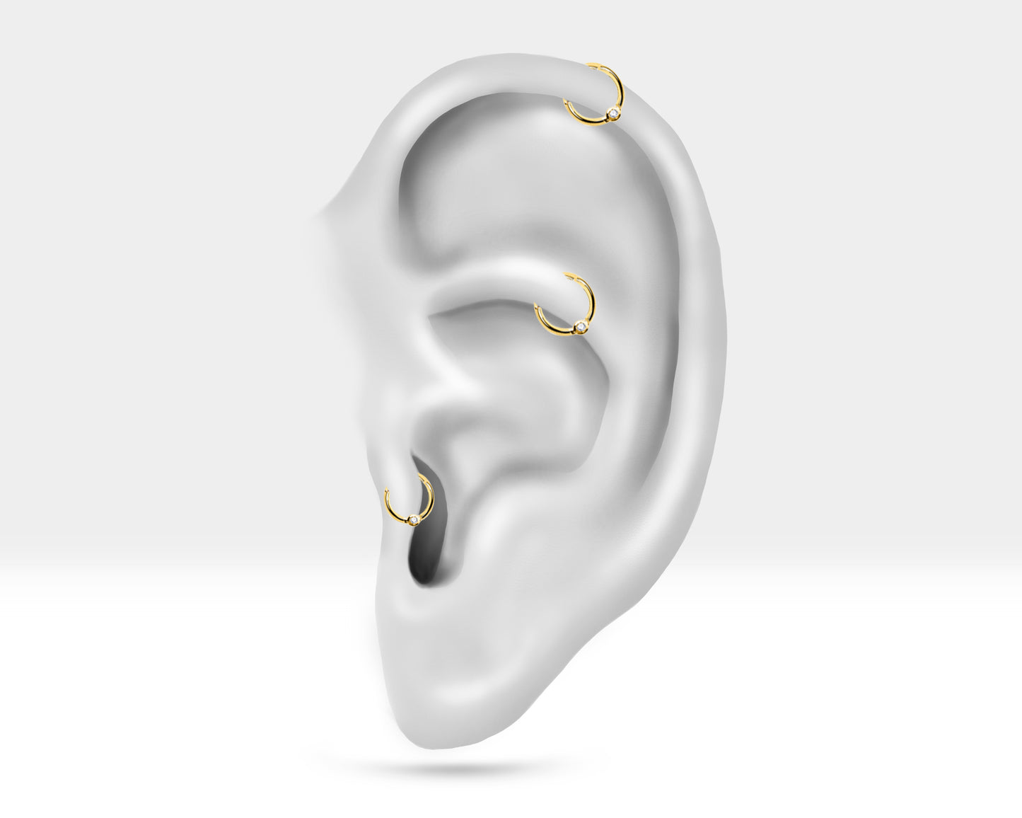Cartilage Hoop Round Cut Diamond Clicker Single Earing 18G