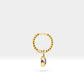 Dangle Earring,14K Yellow Solid Gold,Earlobe Hoop Earring,Beads Shank Hoop Earring